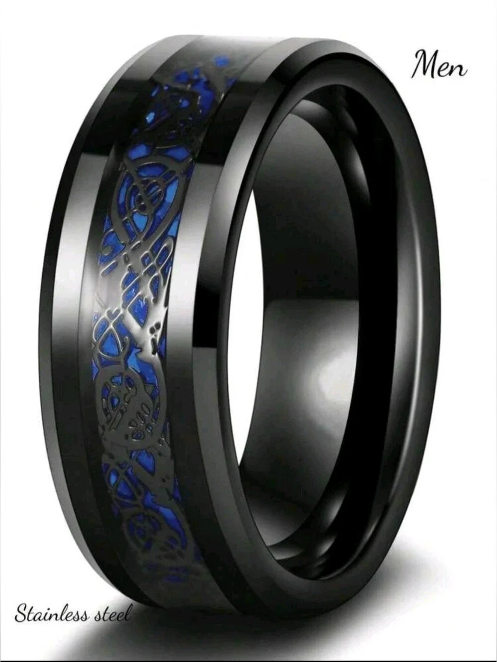 1pc Men's Charming Couple Ring, 1pc Stainless Steel Ring, 1pc Heart-Shaped Black